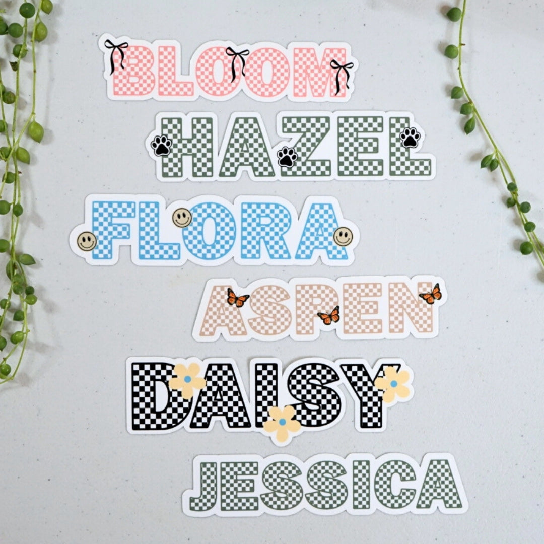 Checkered Custom Name Sticker