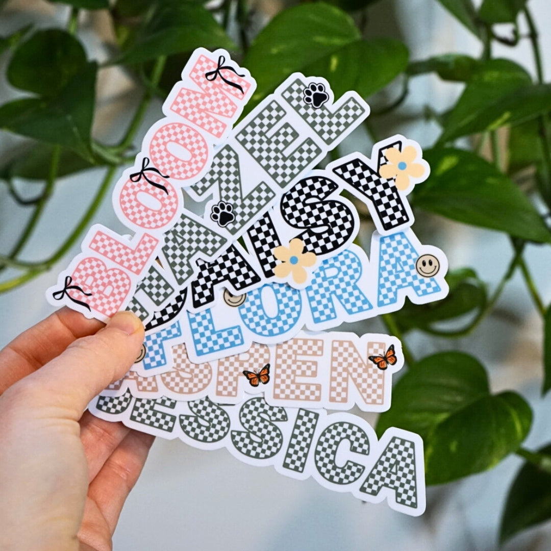 Checkered Custom Name Sticker