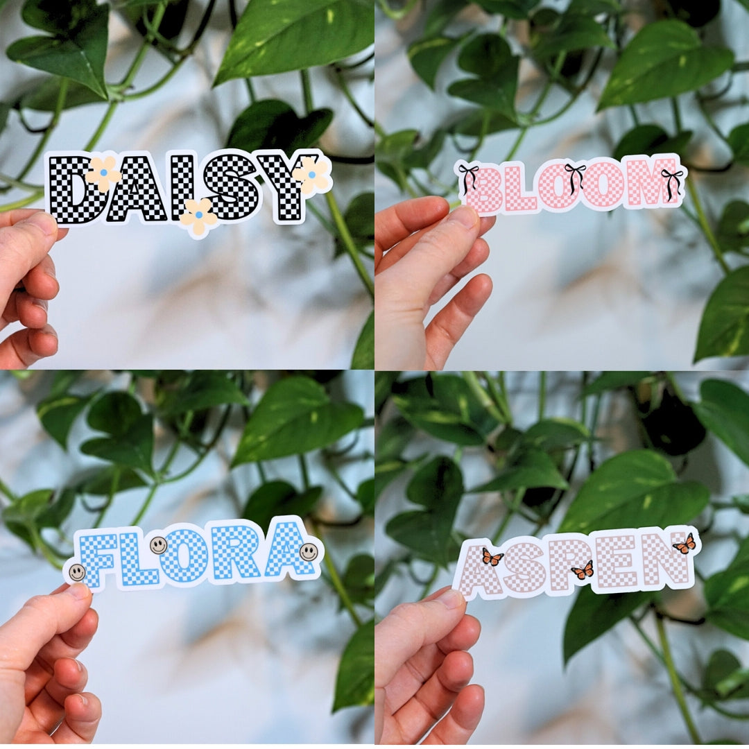 Checkered Custom Name Sticker