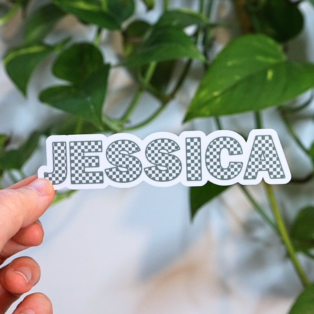 Checkered Custom Name Sticker