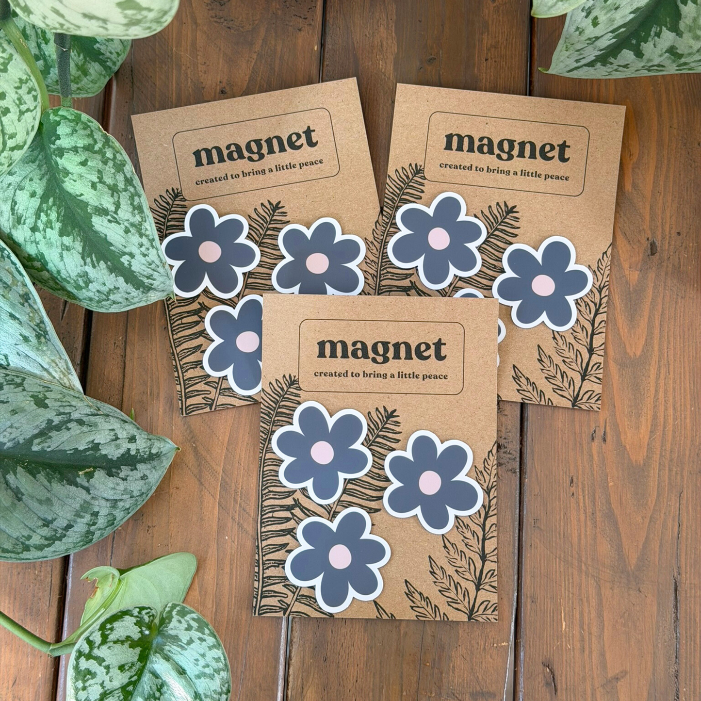 3 Mini Blue Flower Magnets
