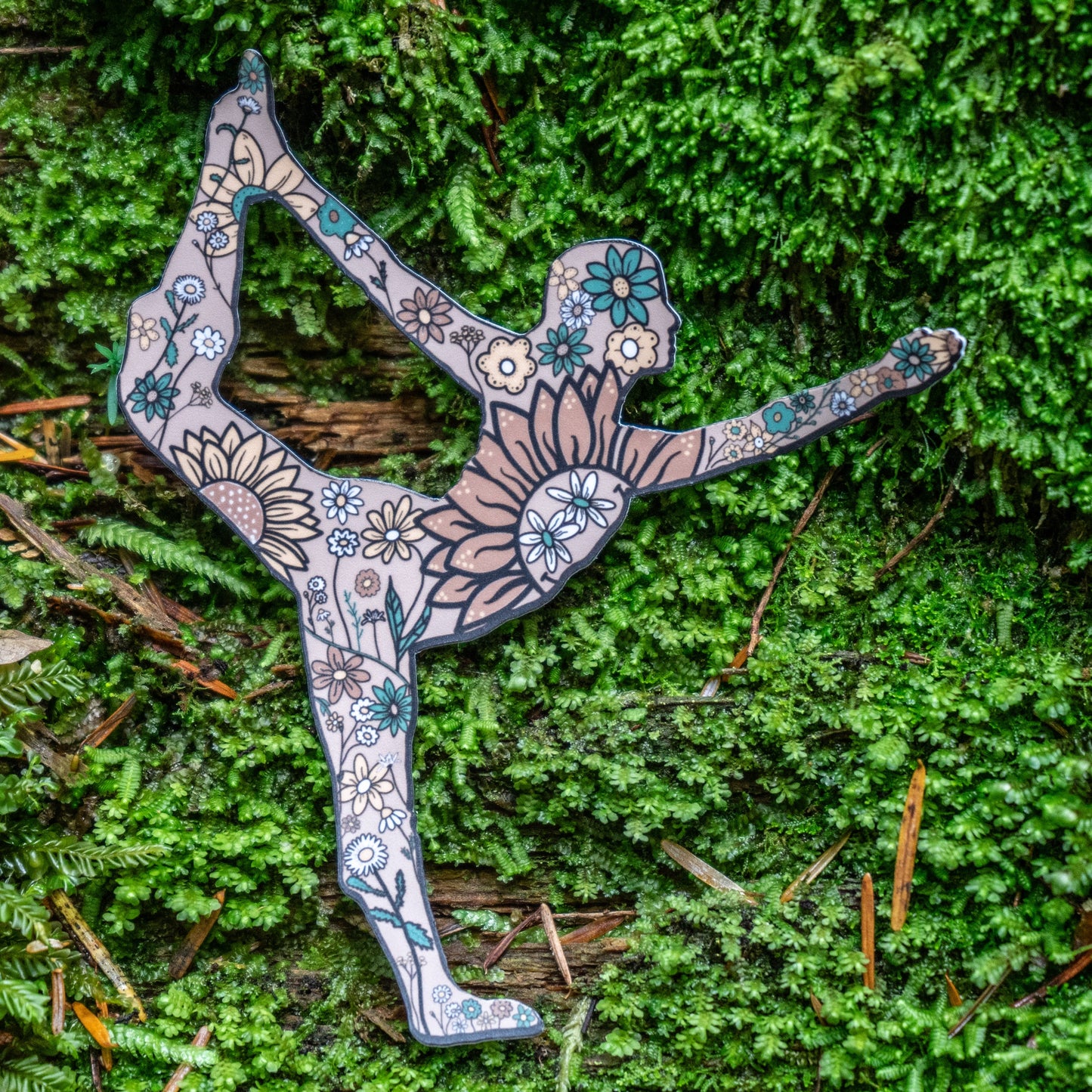 Floral Dancer's Yoga Pose Sticker