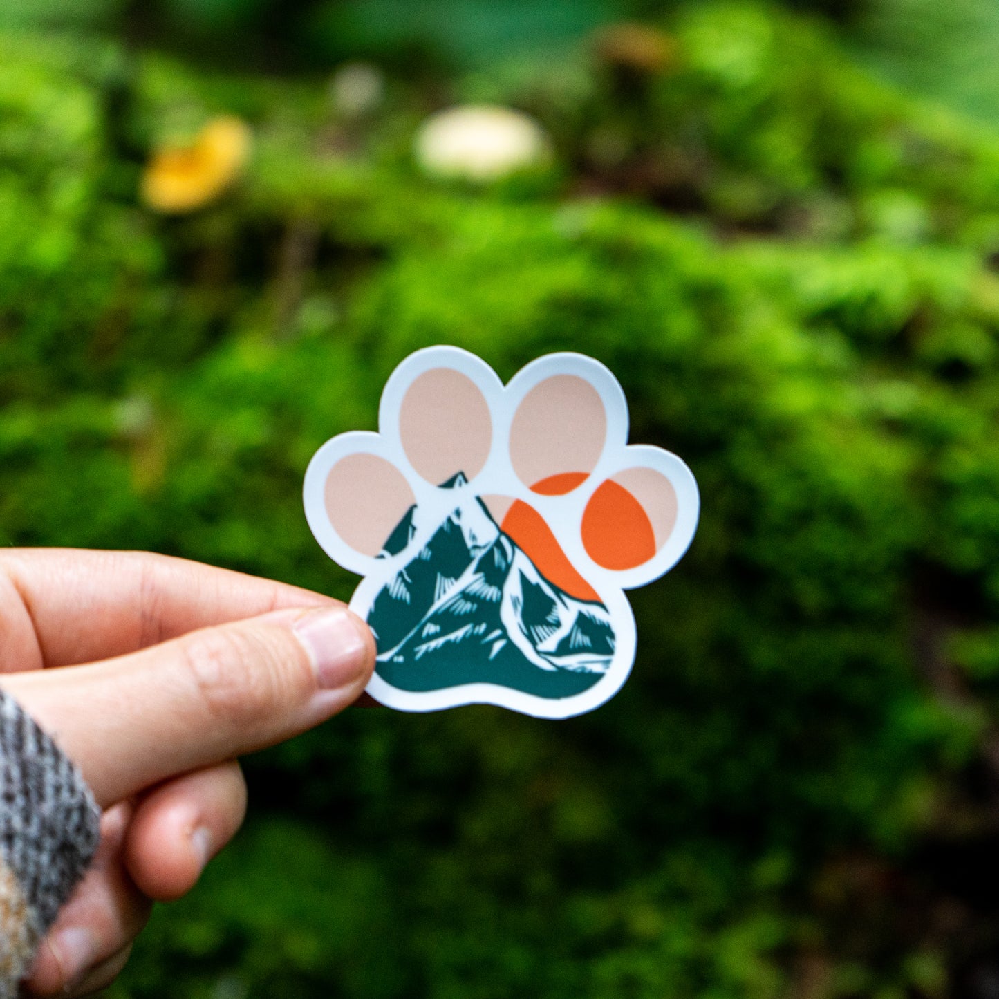 Mountain Sunset Paw Print Sticker