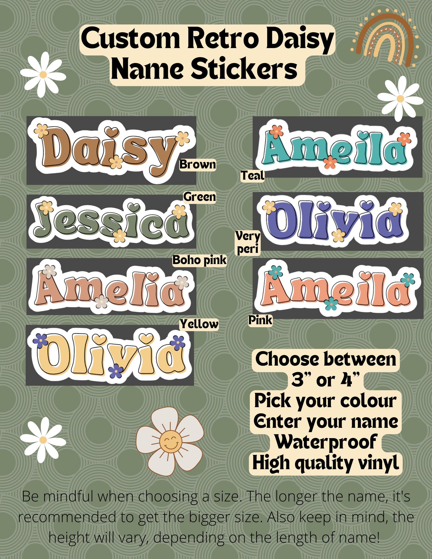 Boho Custom Name Stickers