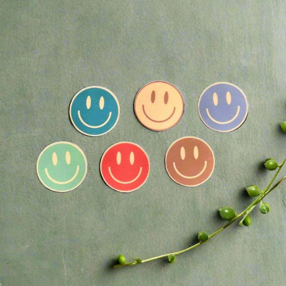 6 Tiny Retro Smiley Face Stickers, Smiley Stickers, Smiley Face, Water Bottle Stickers, Tiny 90s Stickers, Good Vibes, Phone Stickers