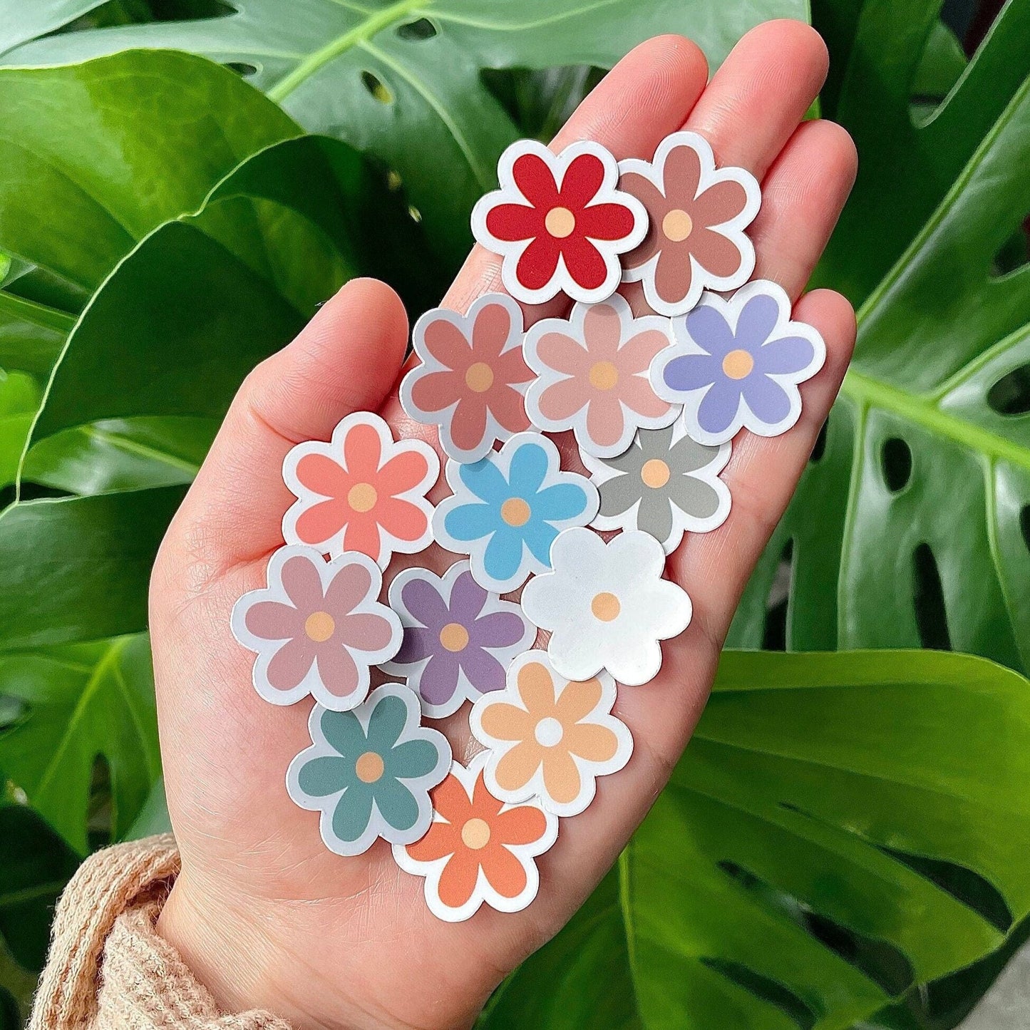 14 Mini Flower Sticker Pack, Waterproof Pastel Stickers, Floral Luggage Stickers, Cute Kindle Stickers, Vinyl Water Bottle Sickers