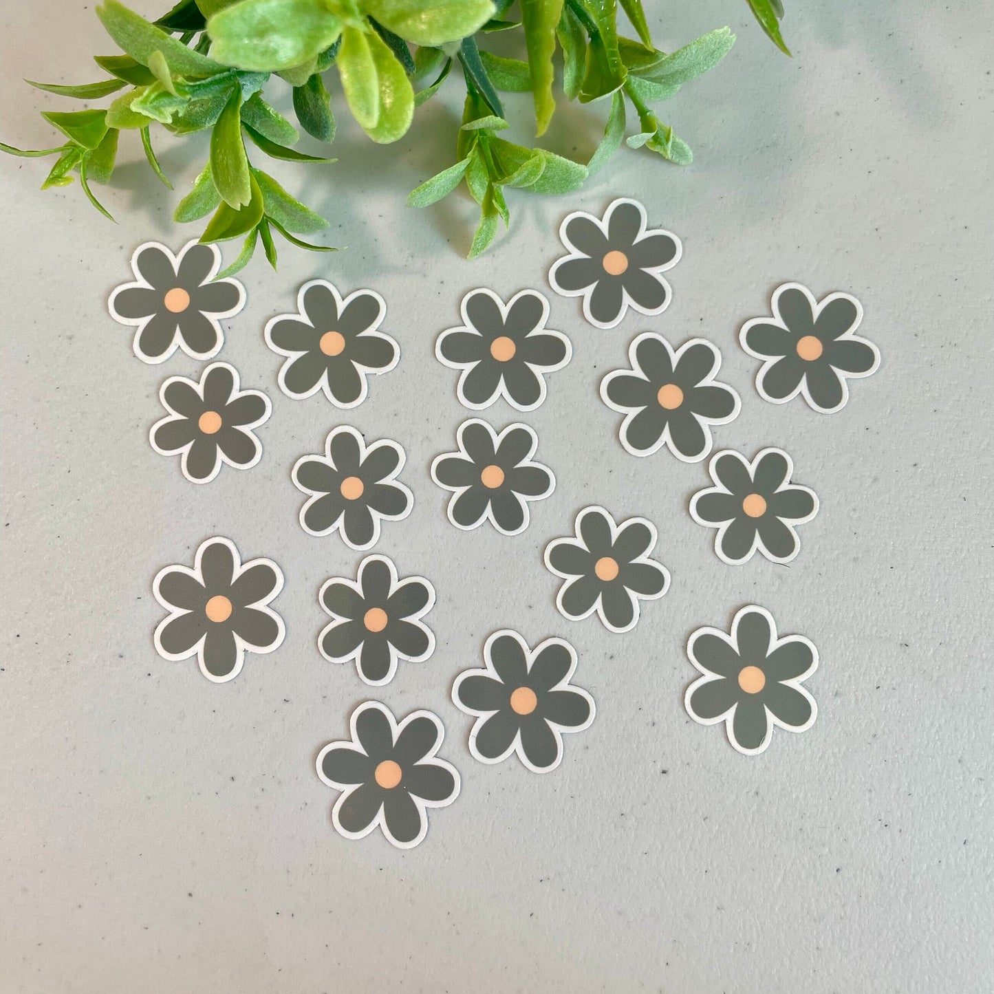 10 Tiny Green Waterproof Daisy Stickers, Mini Flower Vinyl Stickers, Small Water Bottle Green Flower Stickers, Laptop or Kindle Stickers