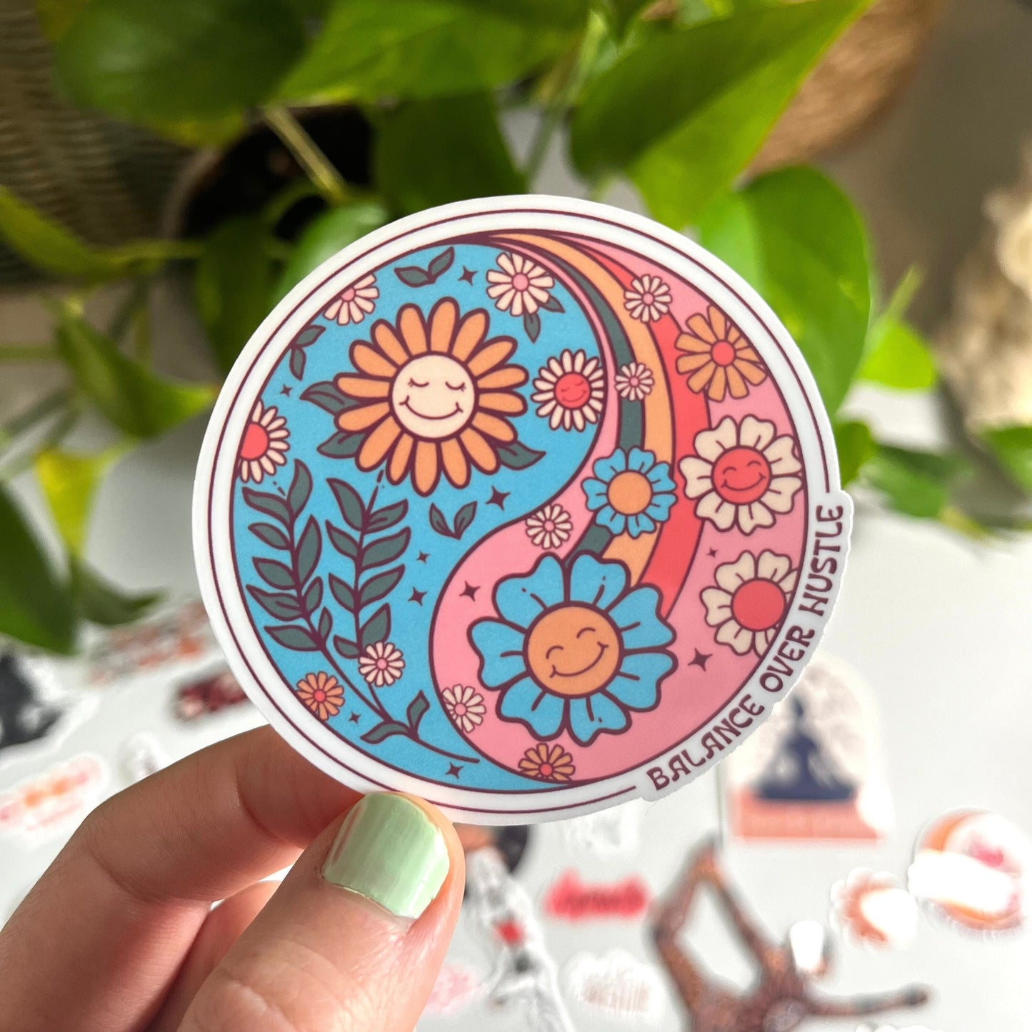 Balance Over Hustle Yin and Yang Sticker