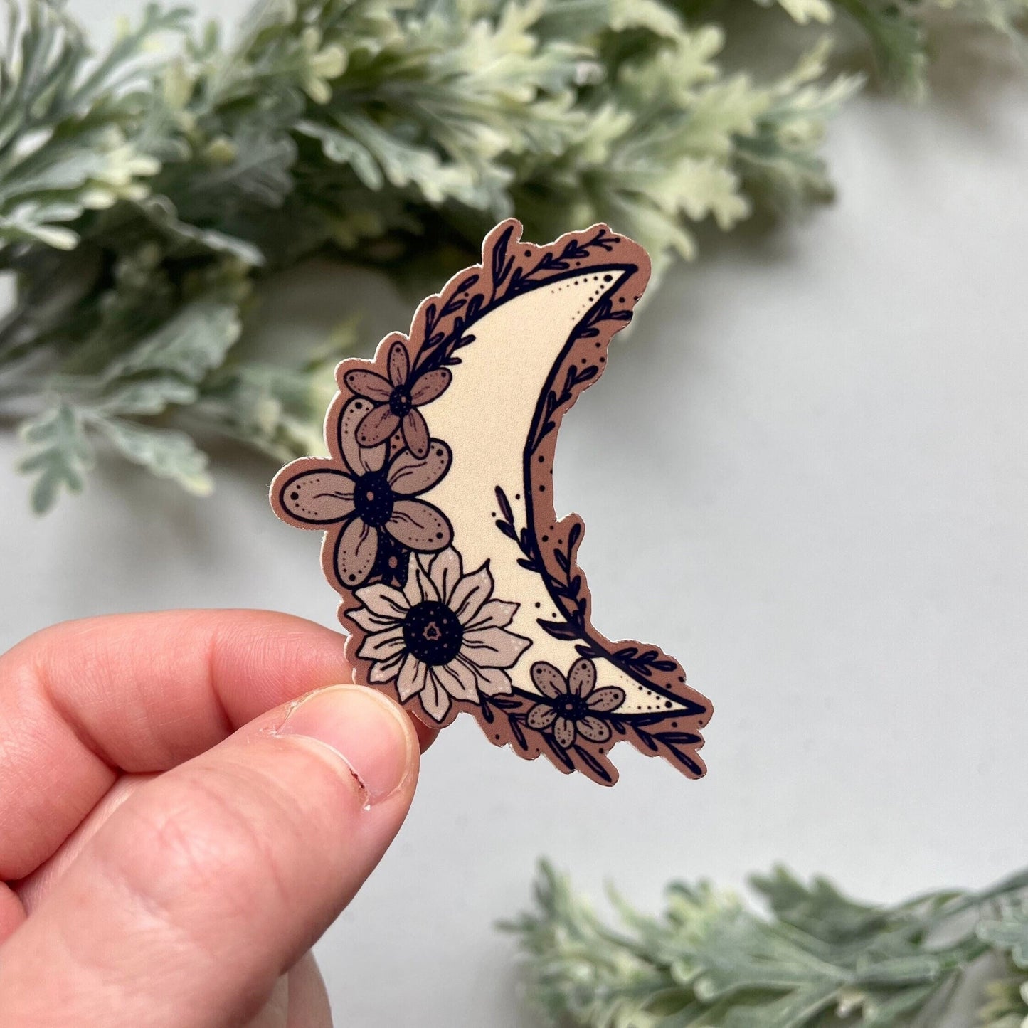 Crescent Flower Moon Sticker