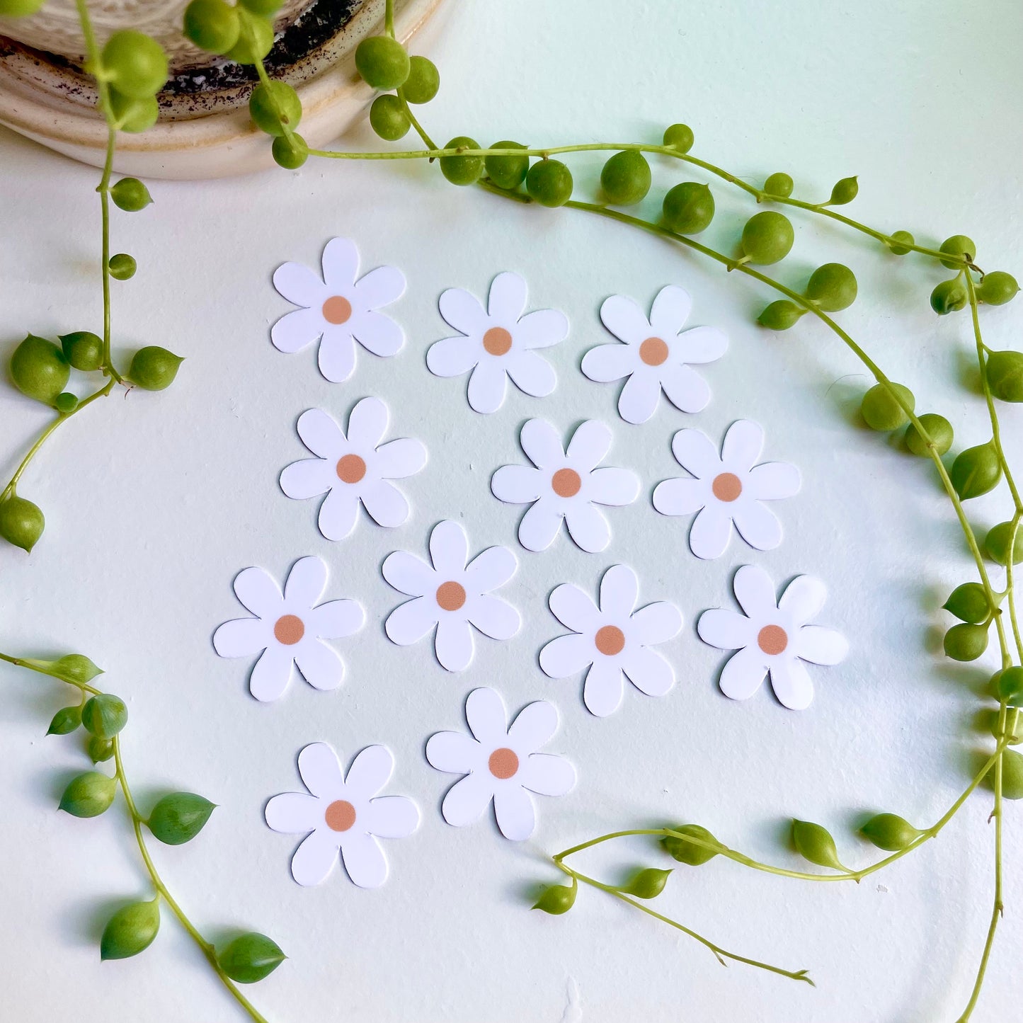 10 Tiny White Daisy Waterproof Stickers, Flower Stickers, Mini Stickers, Sticker Pack, Water Bottle Stickers, Daisy Stickers, Phone Stickers