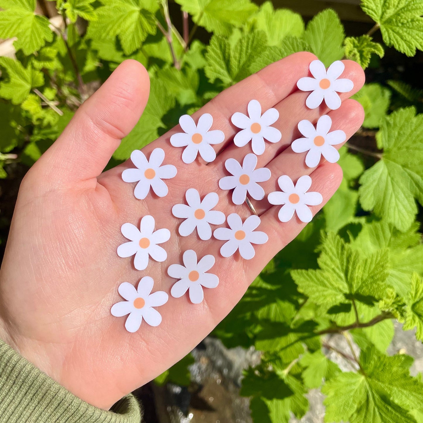 10 Tiny White Daisy Waterproof Stickers, Flower Stickers, Mini Stickers, Sticker Pack, Water Bottle Stickers, Daisy Stickers, Phone Stickers