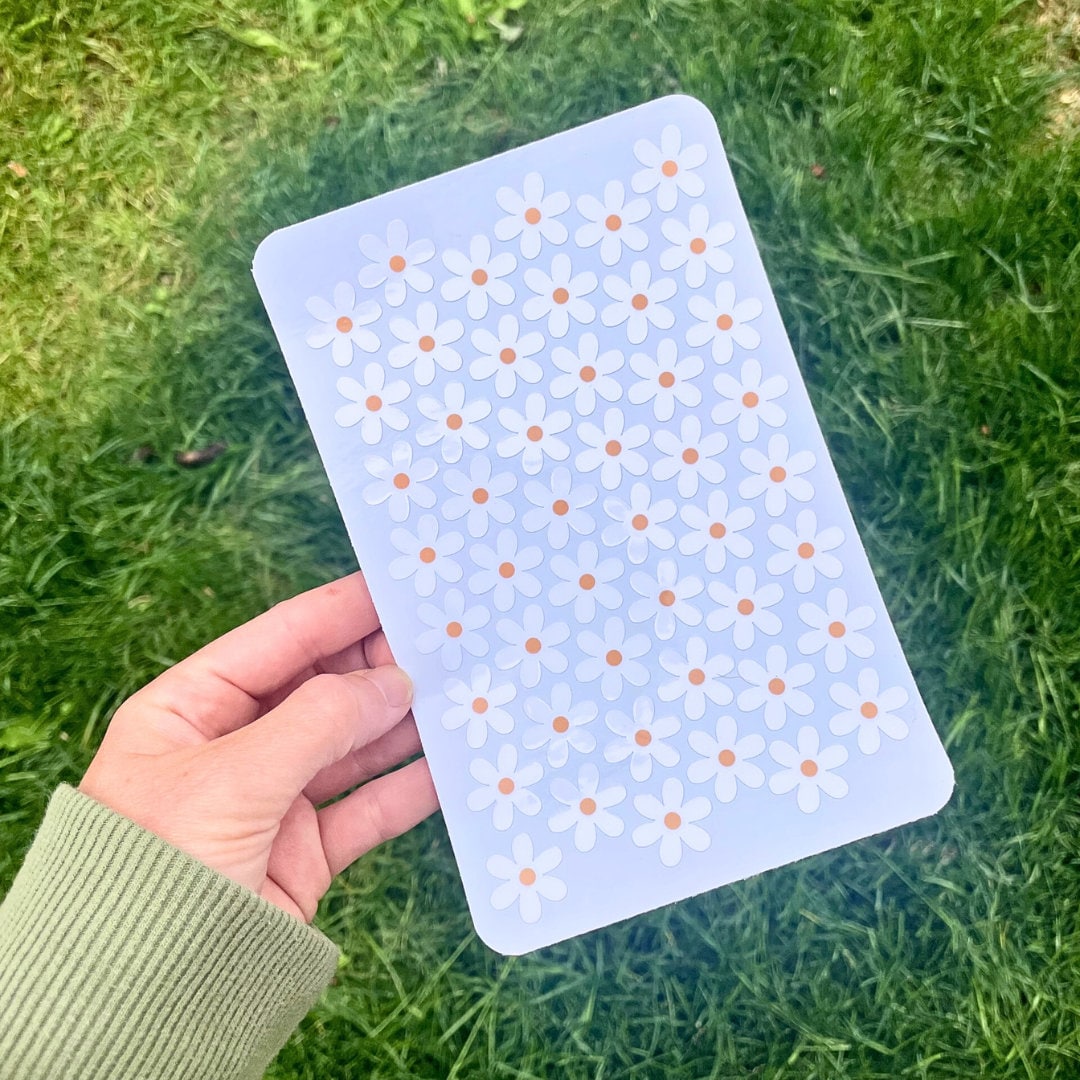 10 Tiny White Daisy Waterproof Stickers, Flower Stickers, Mini Stickers, Sticker Pack, Water Bottle Stickers, Daisy Stickers, Phone Stickers