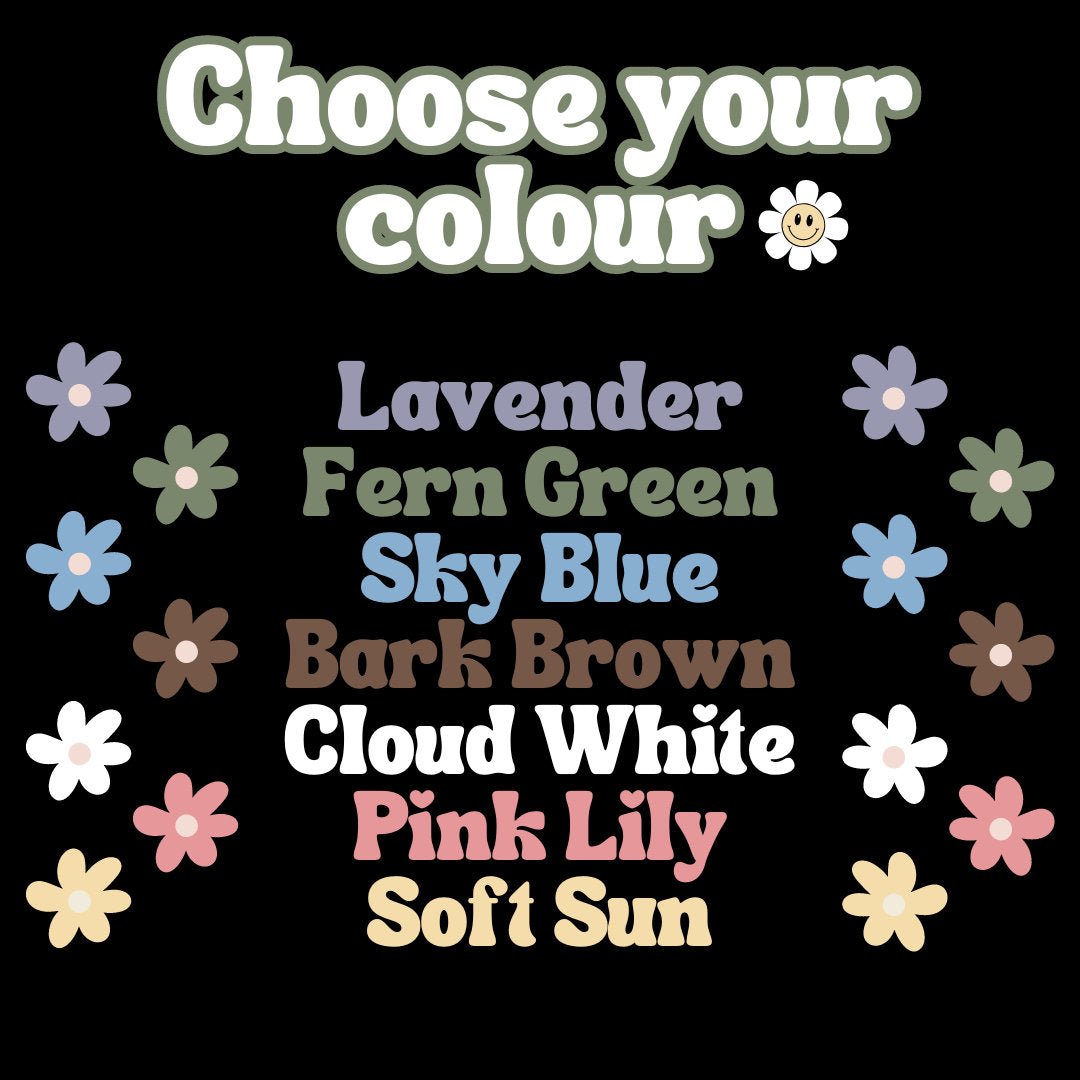 Custom Name Sticker With 5 Matching Flowers