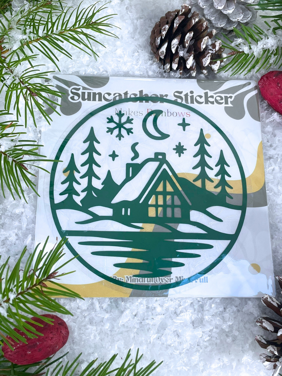 Cozy Winter Cabin Suncatcher