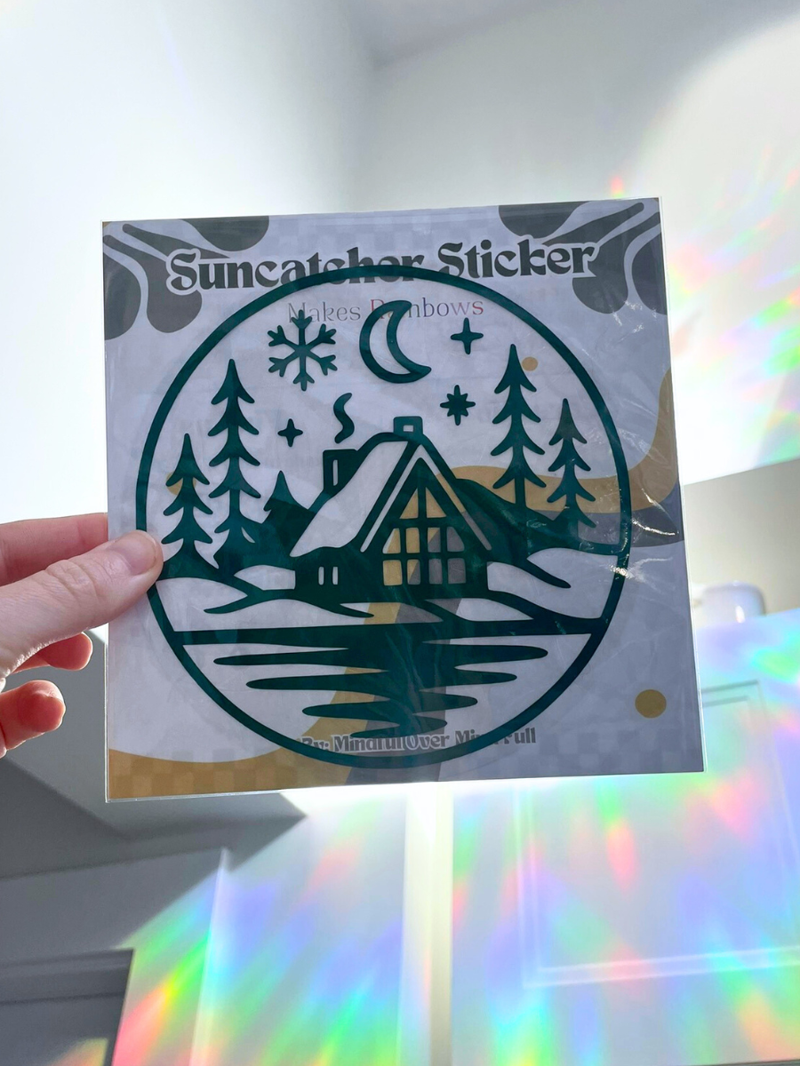 Cozy Winter Cabin Suncatcher