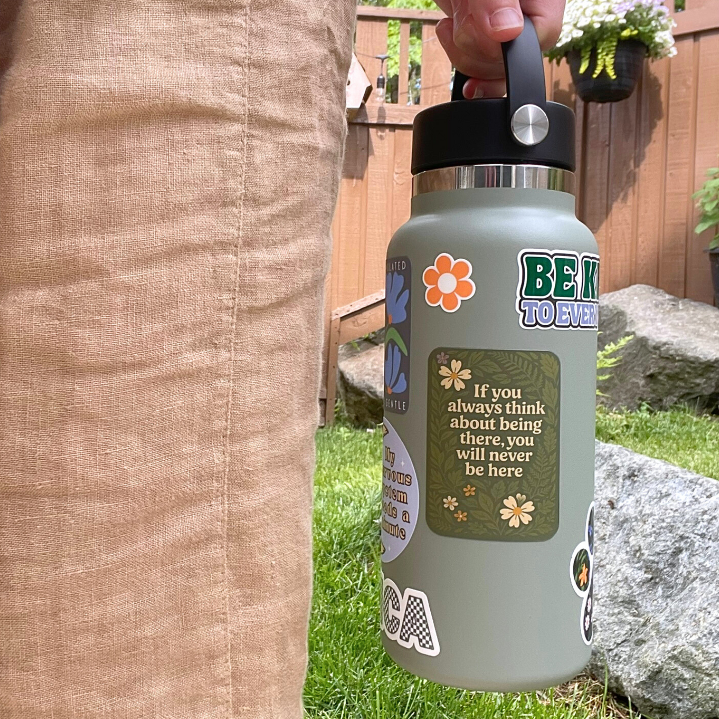 If you always think about being there, you will never be here sticker