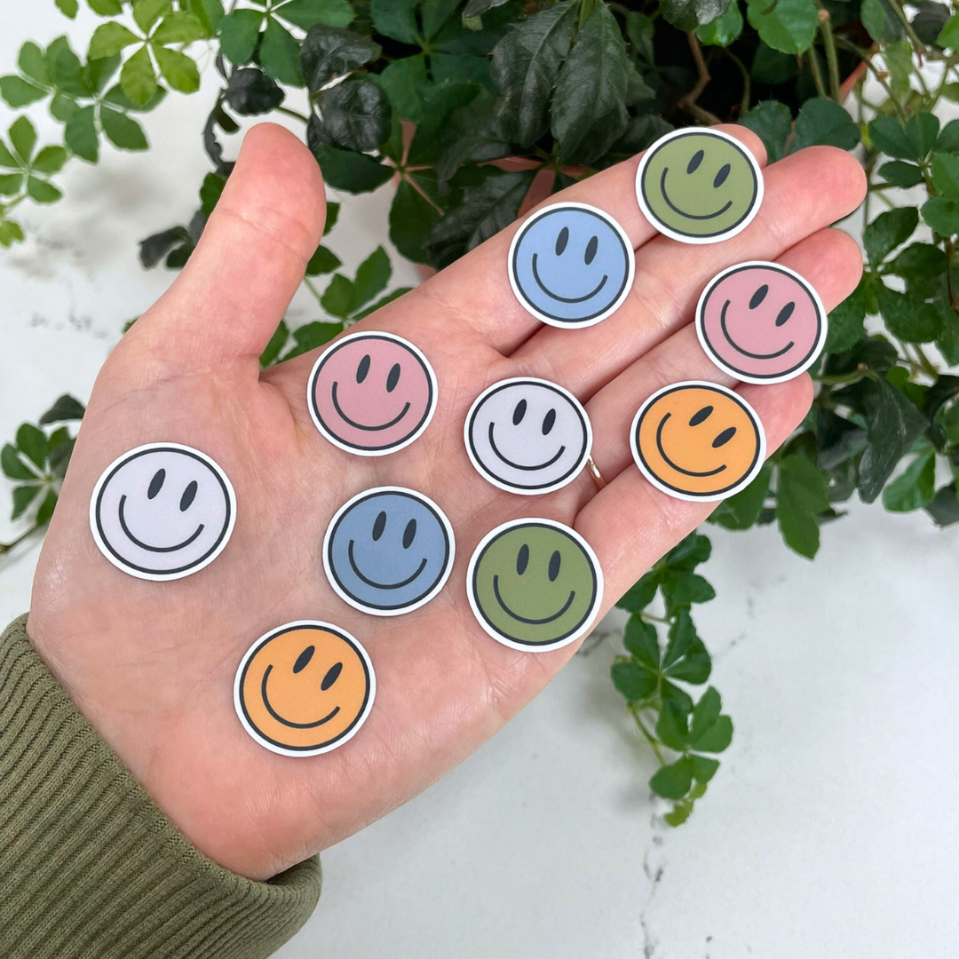 10 Mini Smiley Face Stickers