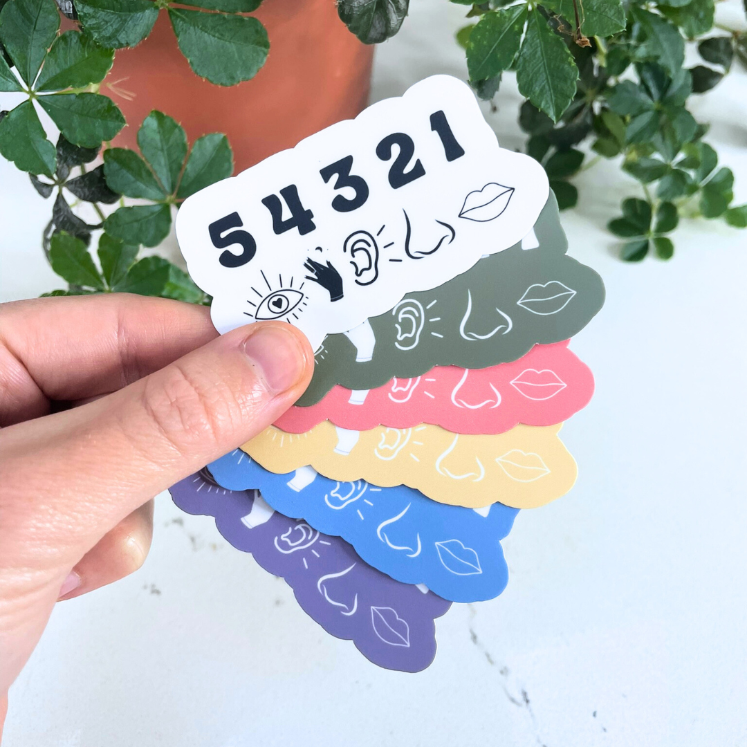 54321 Grounding Sticker – Mindful Over Mind Full