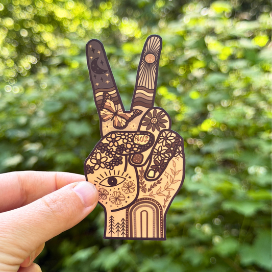 Hippie Peace Hand Sticker