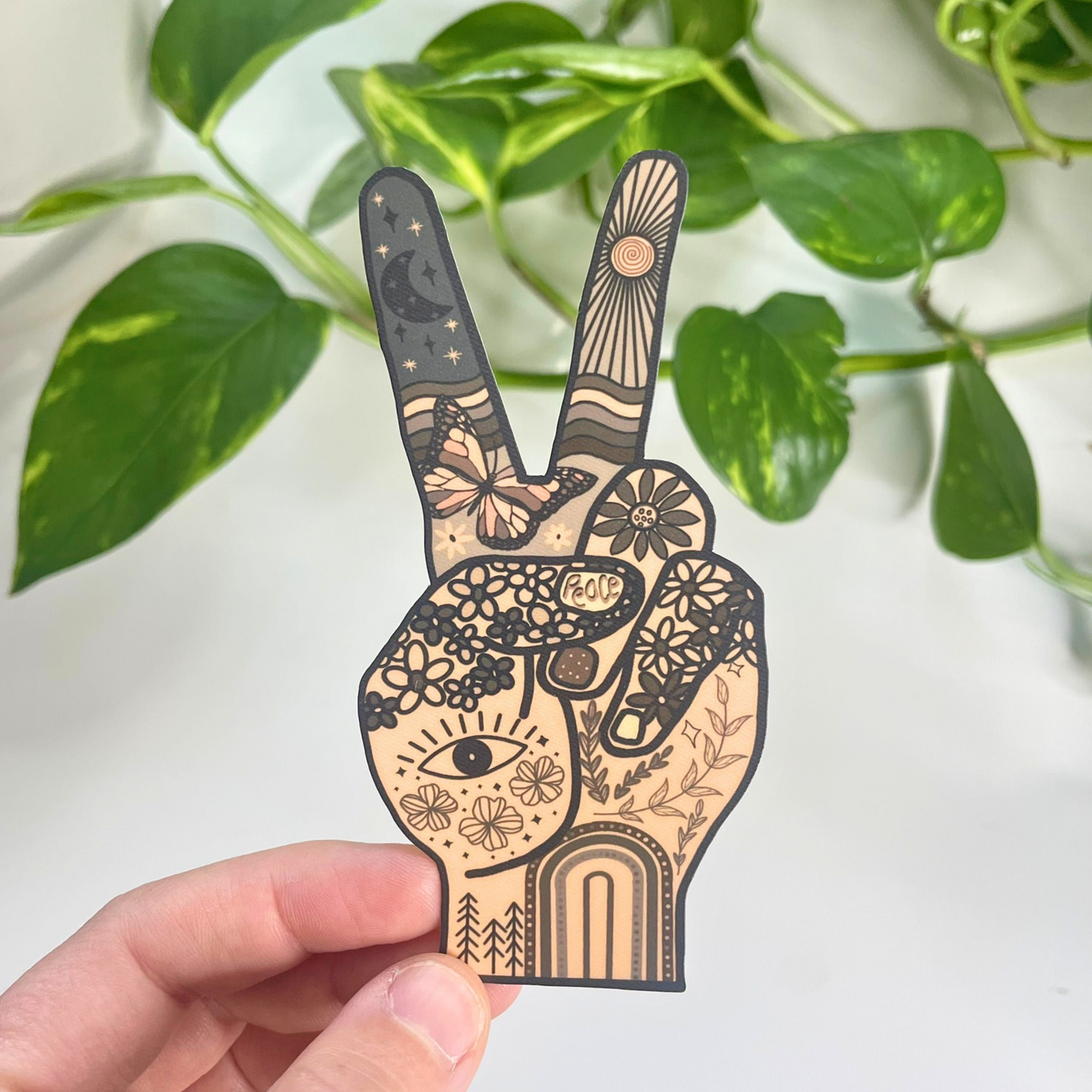 Hippie Peace Hand Sticker