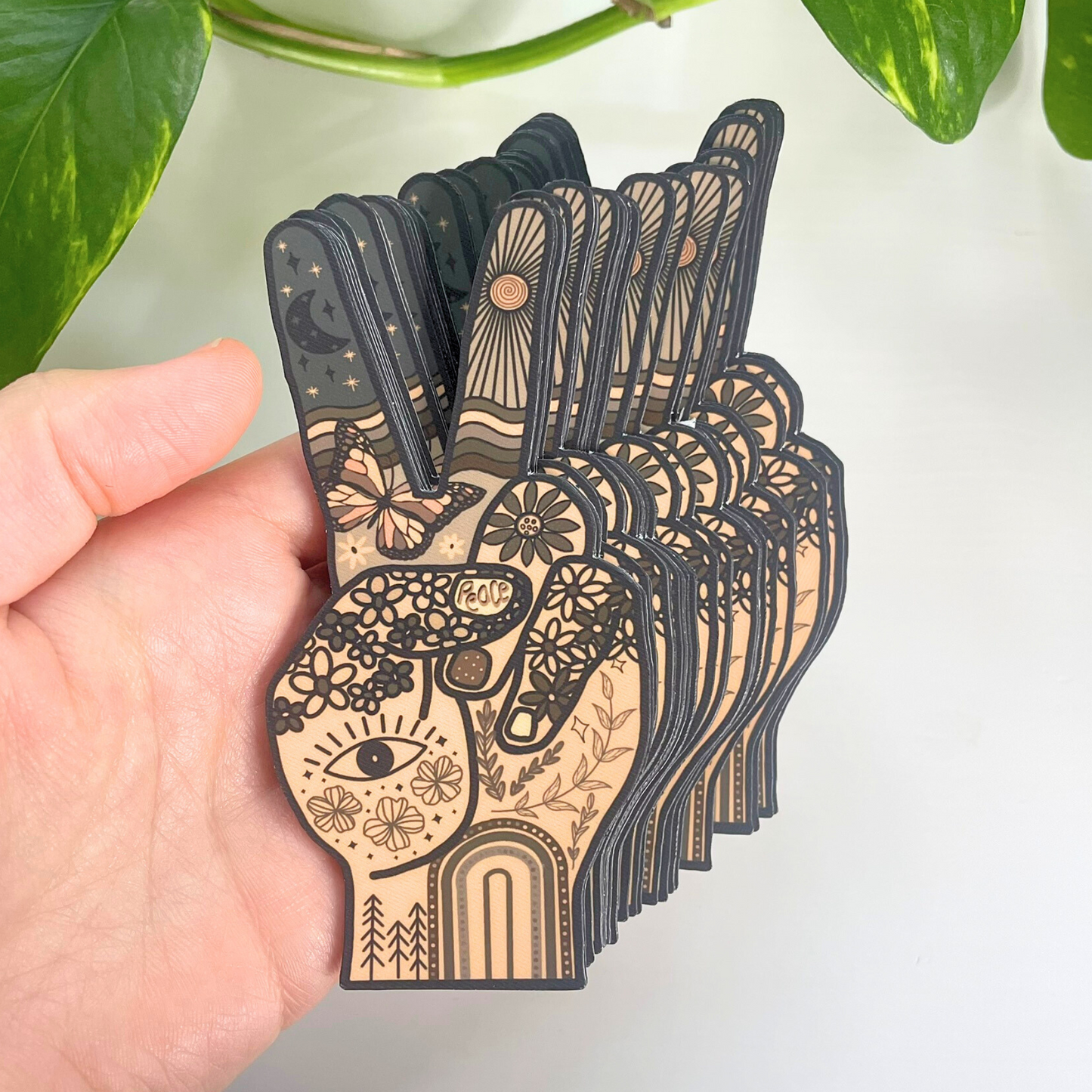 Hippie Peace Hand Sticker