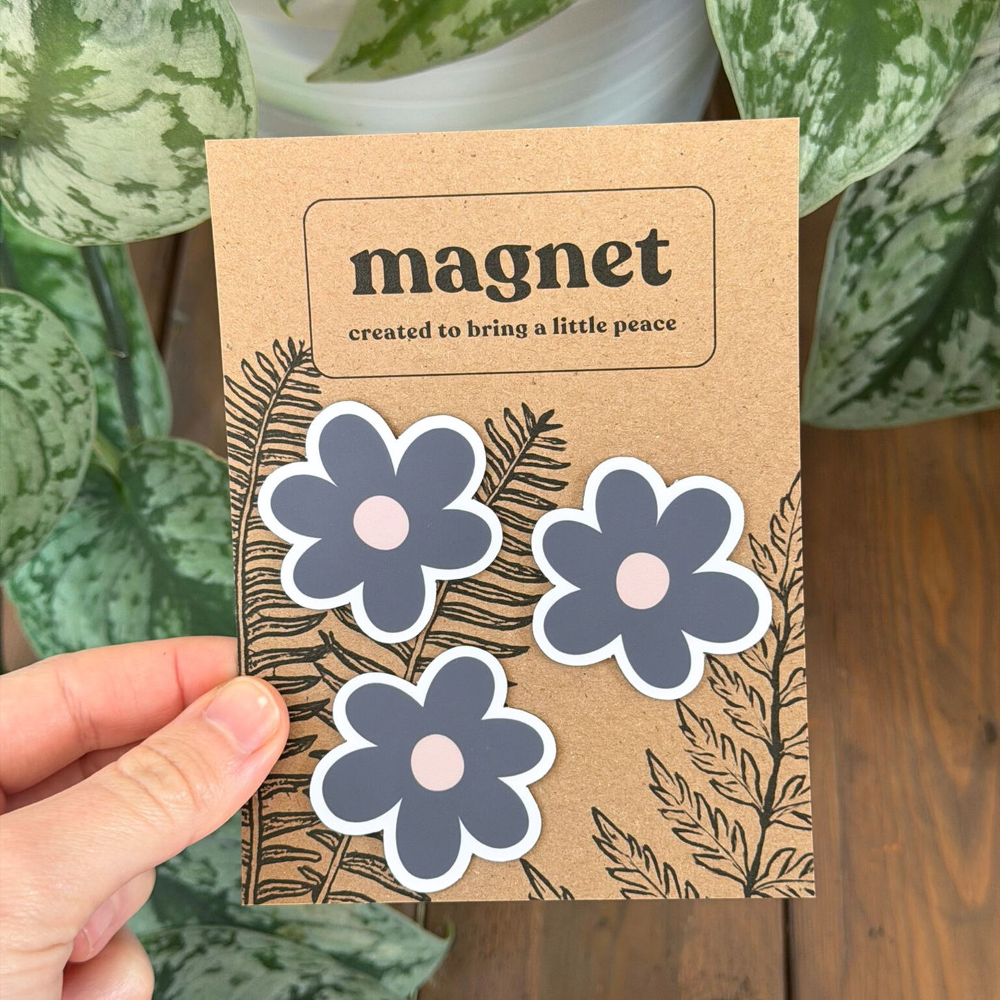 3 Mini Blue Flower Magnets