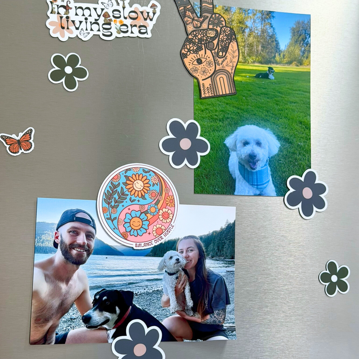 3 Mini Blue Flower Magnets