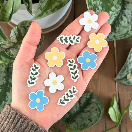 10 Mini Flower and Fern Sticker Pack