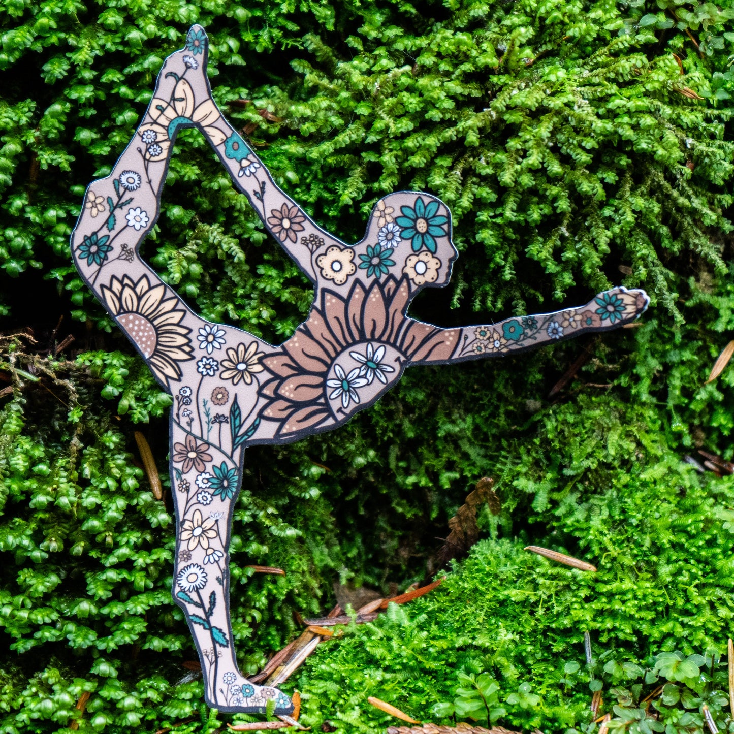 Floral Dancer's Yoga Pose Sticker