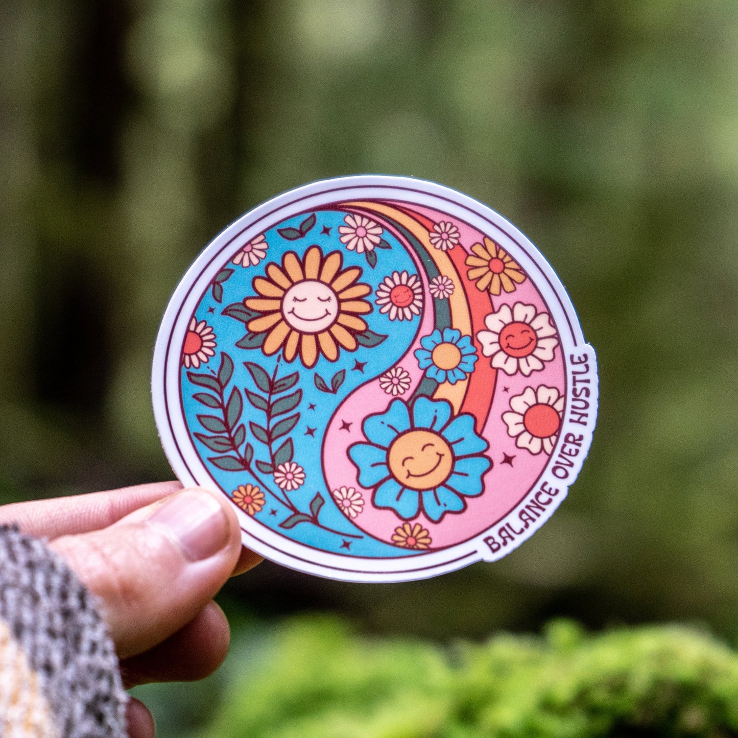 Balance Over Hustle Yin and Yang Sticker
