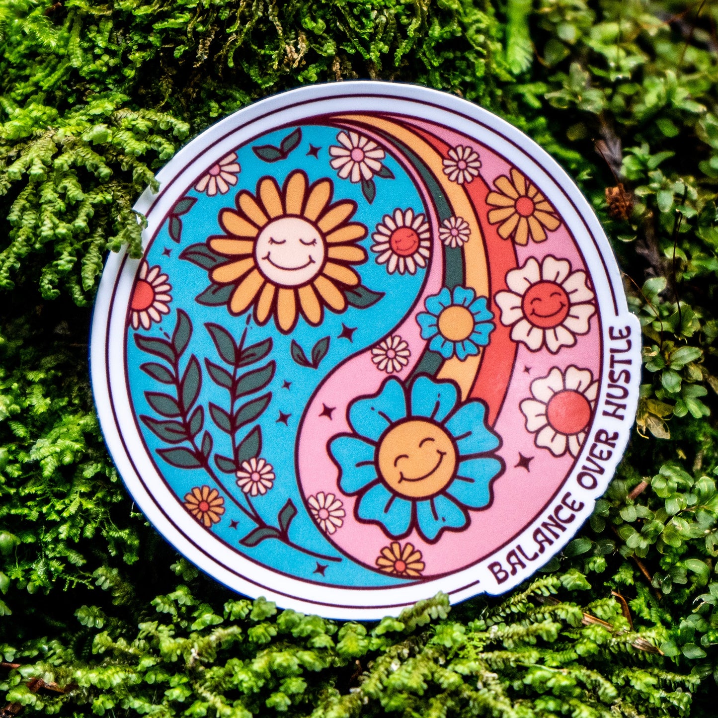 Balance Over Hustle Yin and Yang Sticker