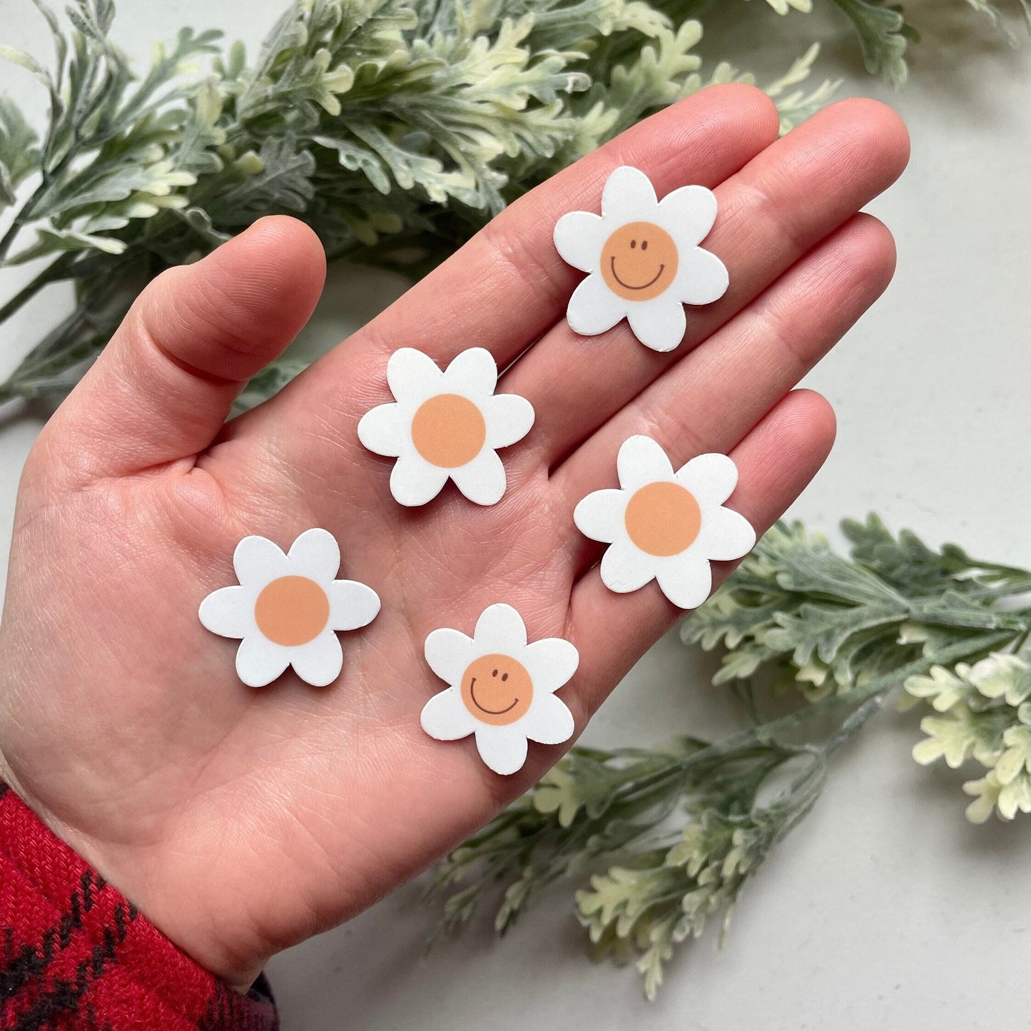 Small Daisy Flower Waterproof Sticker Pack, Smiley Face Stickers, Water Bottle Stickers, Kindle Stickers, Mini Daisy Stickers